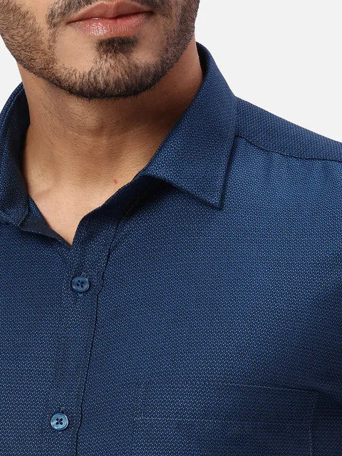 Park Avenue Men Blue Structured Slim Fit Cotton Formal Shirts