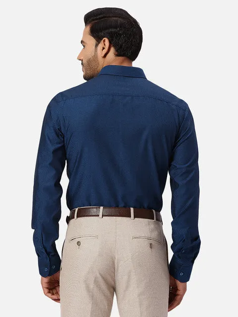 Park Avenue Men Blue Structured Slim Fit Cotton Formal Shirts