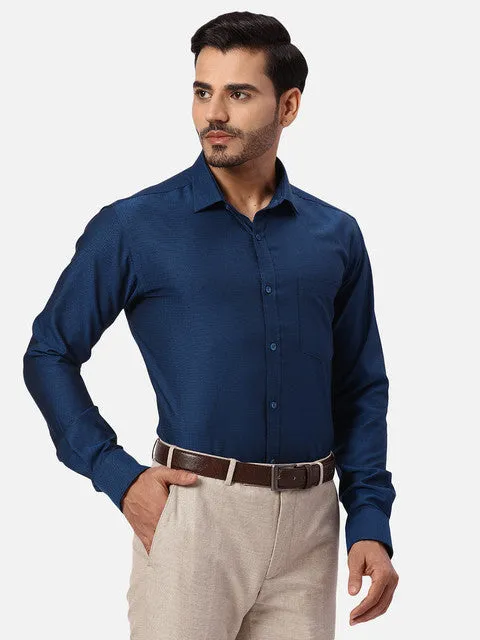 Park Avenue Men Blue Structured Slim Fit Cotton Formal Shirts