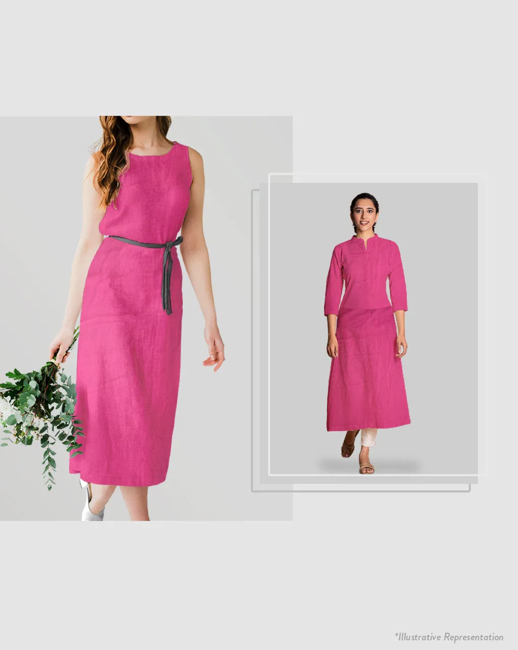 Pink Plain Slub Rayon Fabric