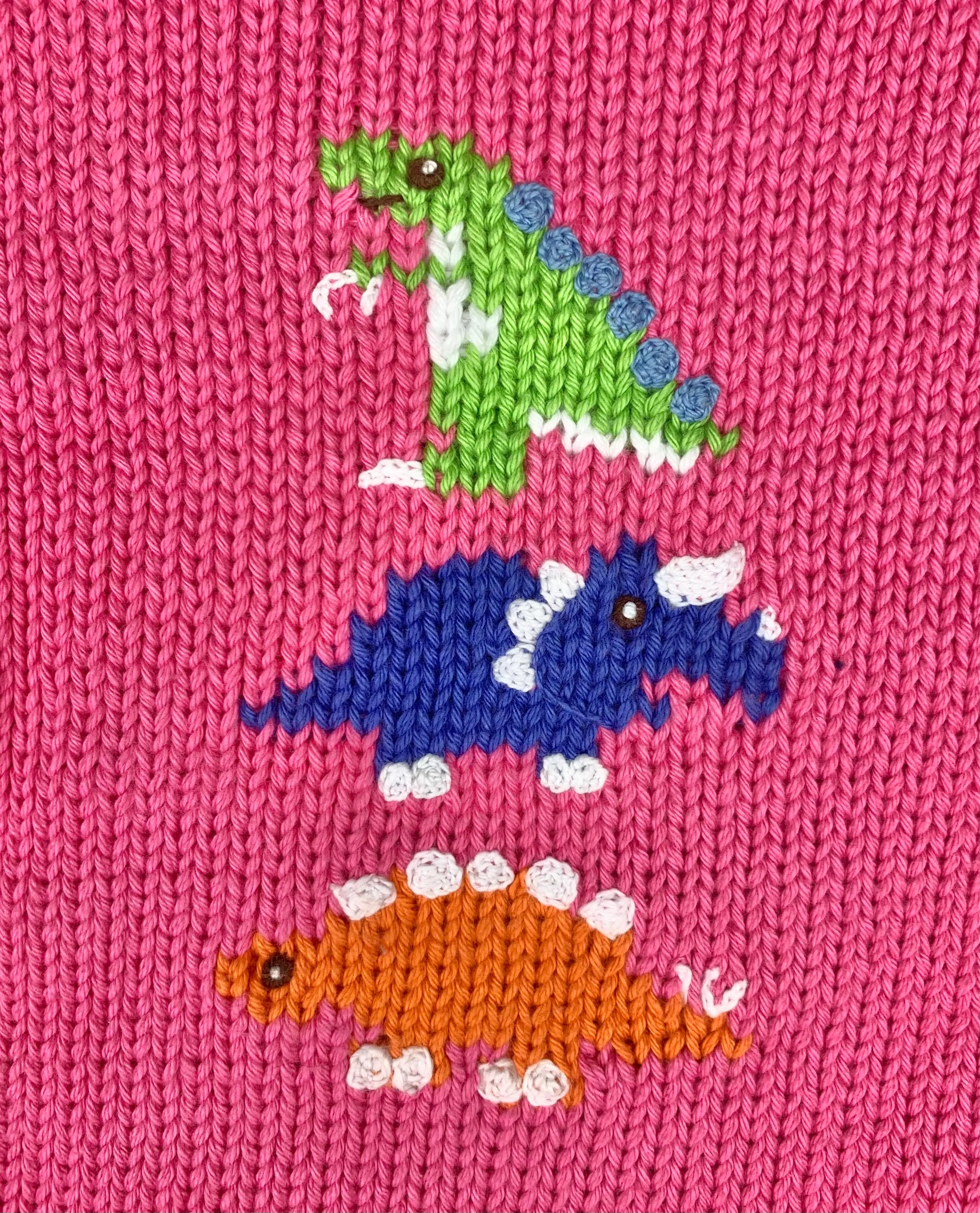 Pink Three Dinosaurs Roll Neck Sweater