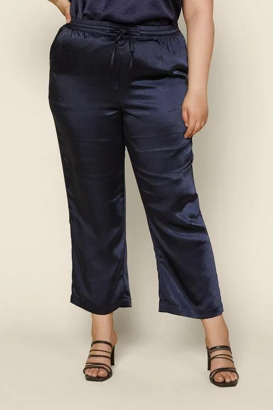 PLUS easy pull on satin jogger pants