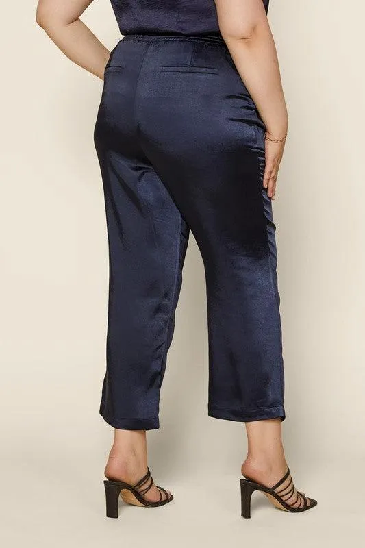 PLUS easy pull on satin jogger pants