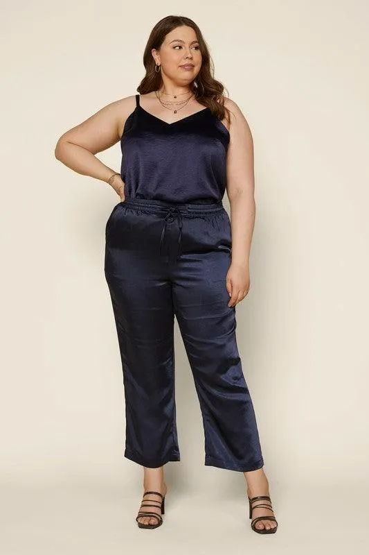PLUS easy pull on satin jogger pants