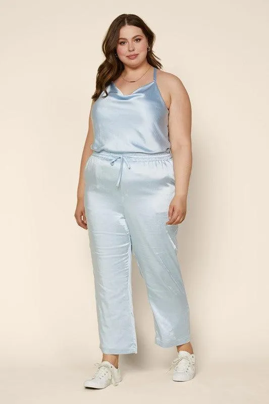 PLUS easy pull on satin jogger pants