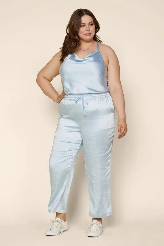 PLUS easy pull on satin jogger pants