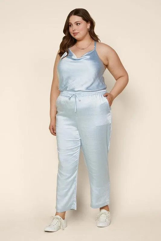 PLUS easy pull on satin jogger pants