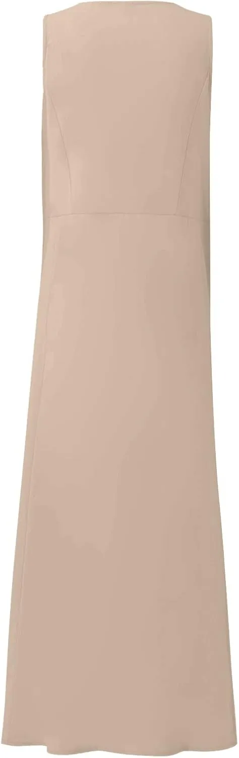 Plus Size Dresses for Curvy Women Summer Casual Sleeveless Cotton Sun Dress Maxi Tunic Tank Beach Dress with Pocket