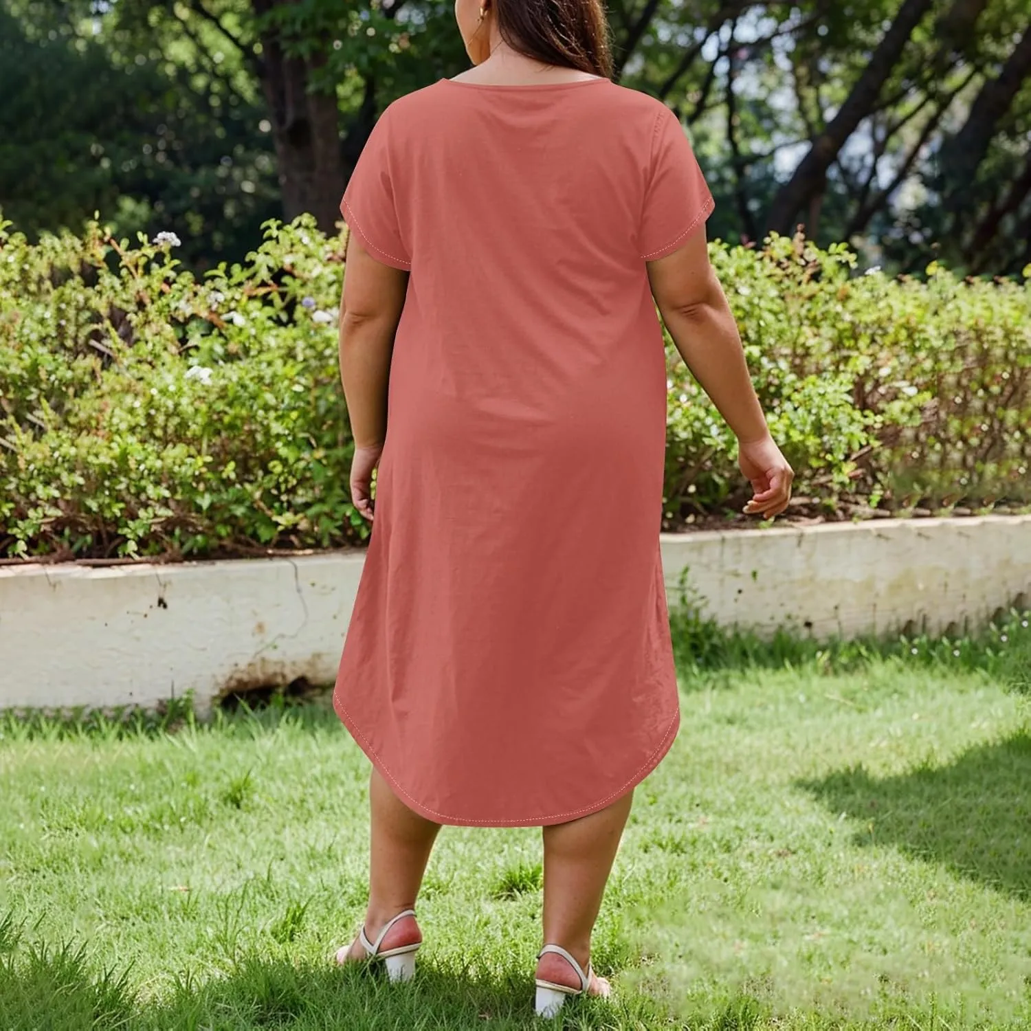 Plus Size Maxi Dress for Curvy Women Summer Casual Floral Print V Neck Pockets Beach Coverup Vacation Loose Sundress