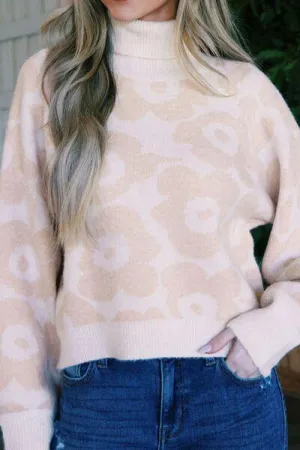 Pretty Chic Turtleneck Floral Knitted Sweater