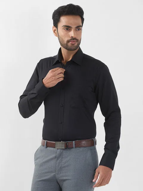 Raymond Men Black Solid Contemporary Fit Cotton Wrinkle Free Formal Shirt