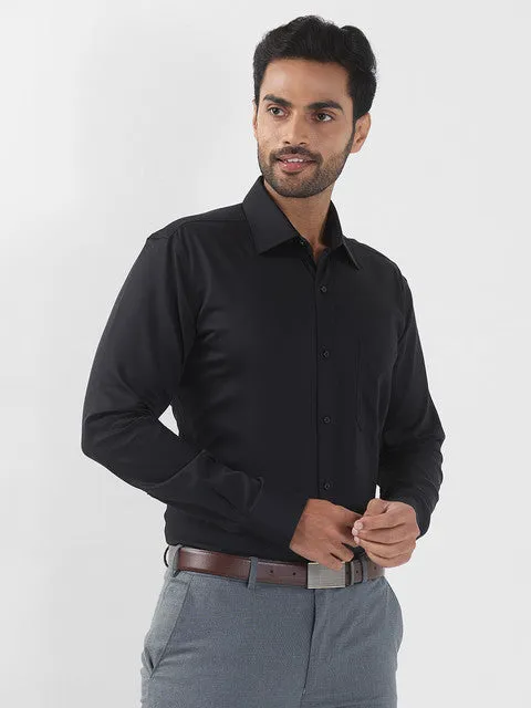 Raymond Men Black Solid Contemporary Fit Cotton Wrinkle Free Formal Shirt