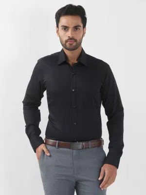 Raymond Men Black Solid Contemporary Fit Cotton Wrinkle Free Formal Shirt