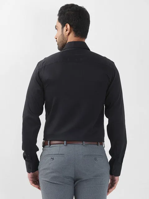 Raymond Men Black Solid Contemporary Fit Cotton Wrinkle Free Formal Shirt