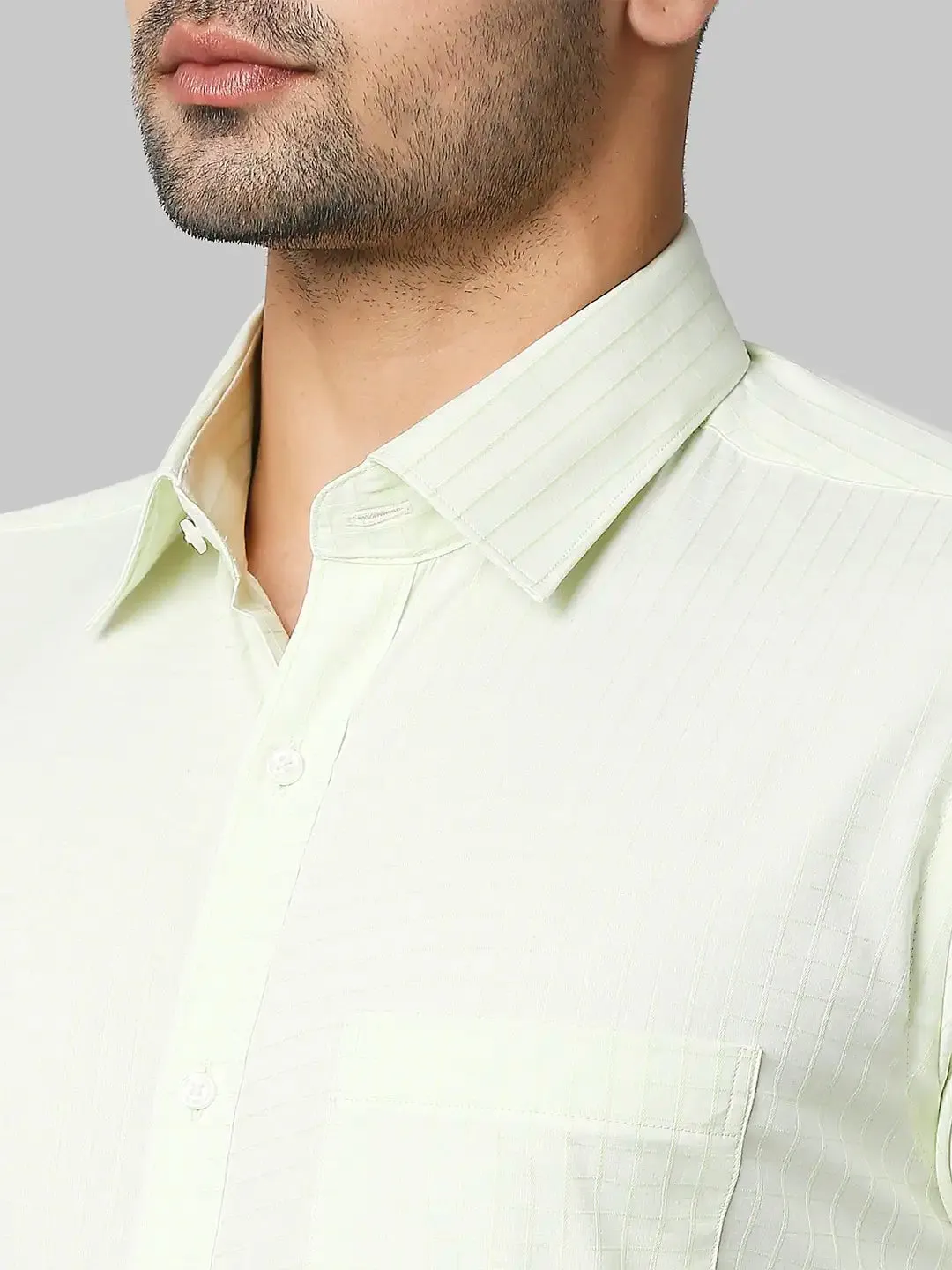 Raymond Men Green Checks Slim Fit Cotton Shirts