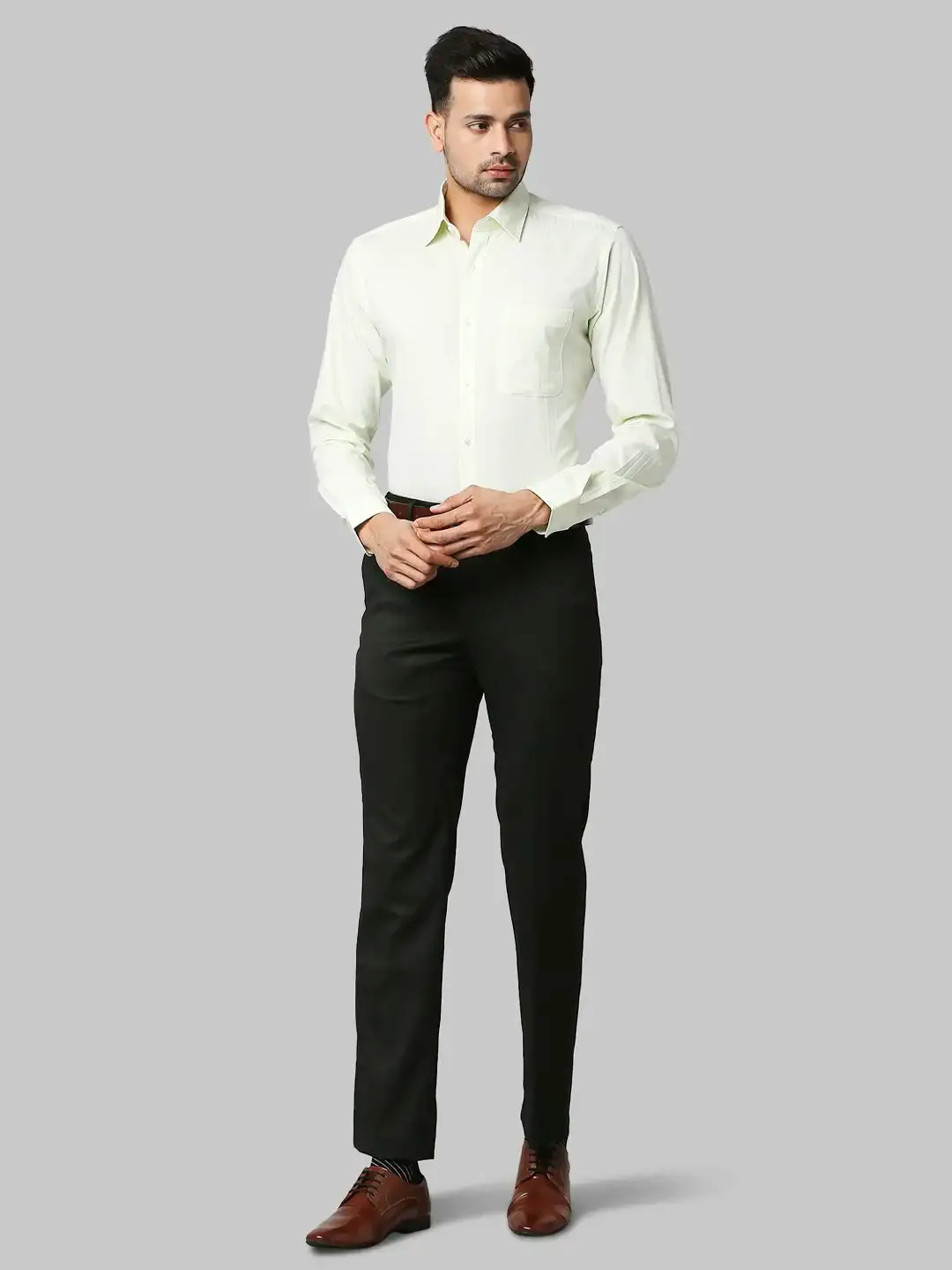 Raymond Men Green Checks Slim Fit Cotton Shirts