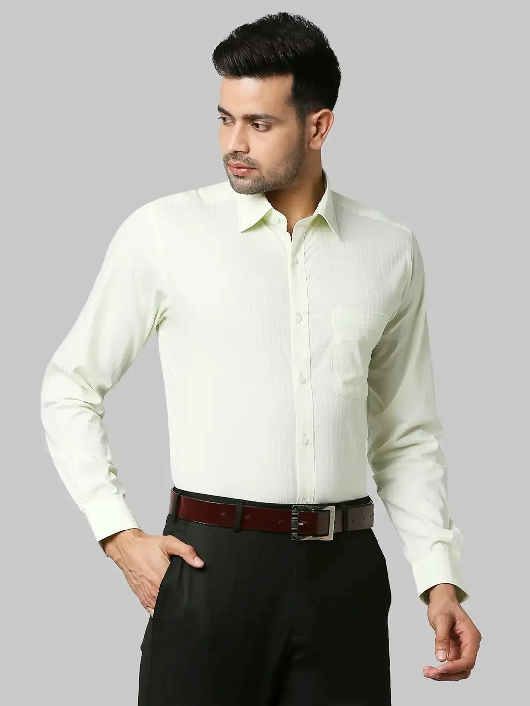 Raymond Men Green Checks Slim Fit Cotton Shirts