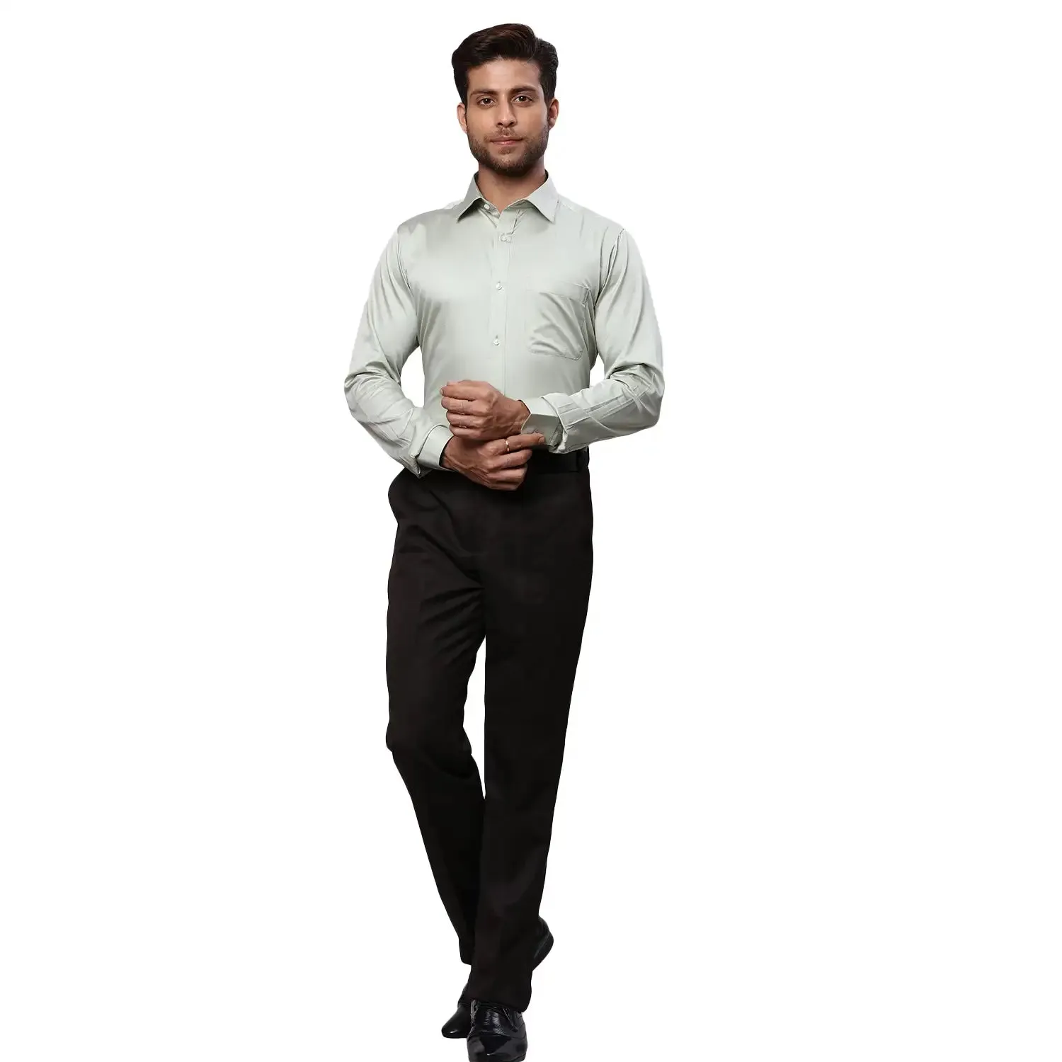 Raymond Men Green Slim Fit Solid Cotton Shirt