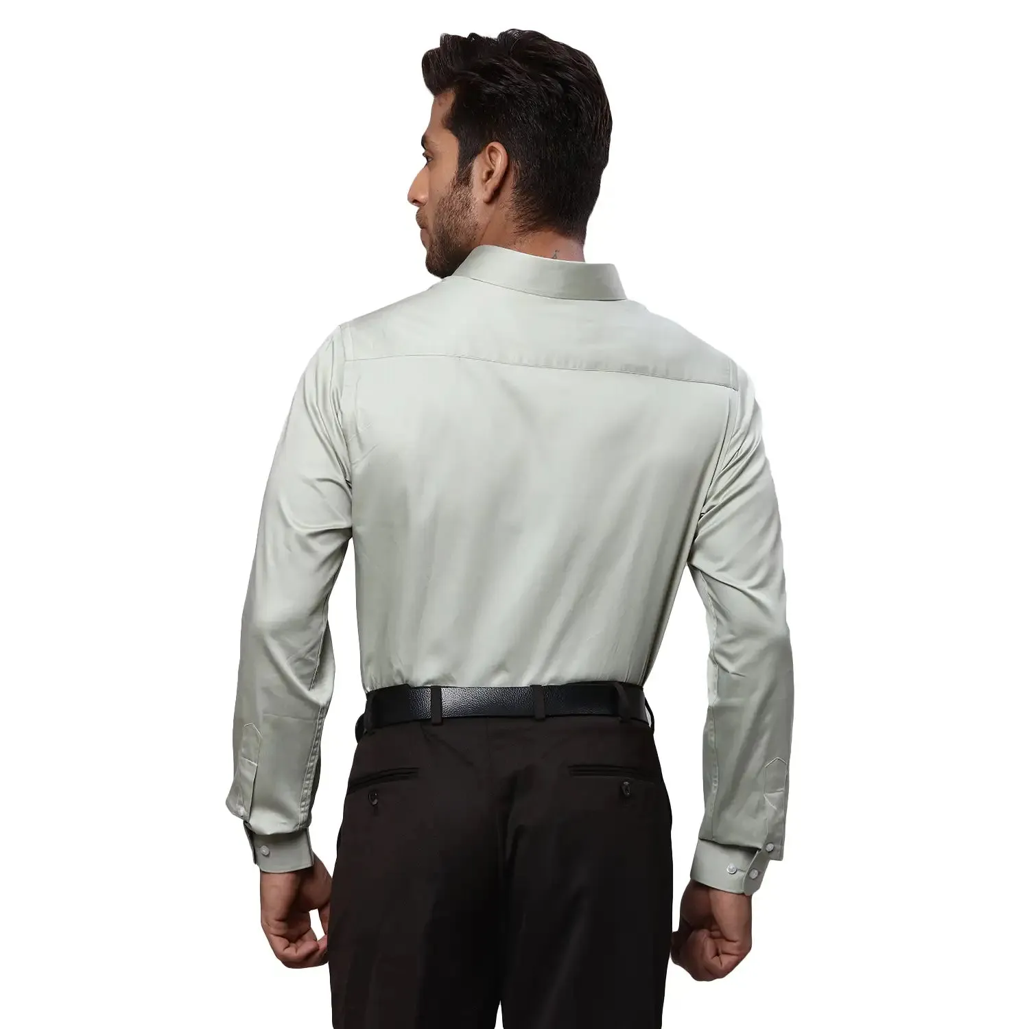 Raymond Men Green Slim Fit Solid Cotton Shirt