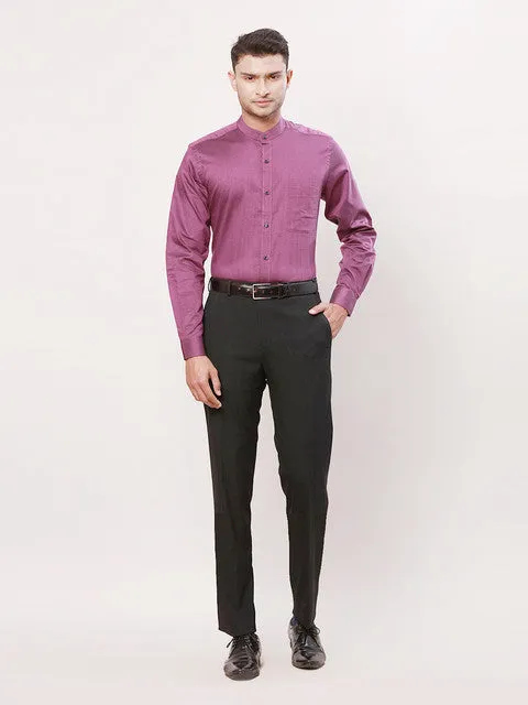 Raymond Men Purple Stripe Contemporary Fit Cotton Formal Shirts