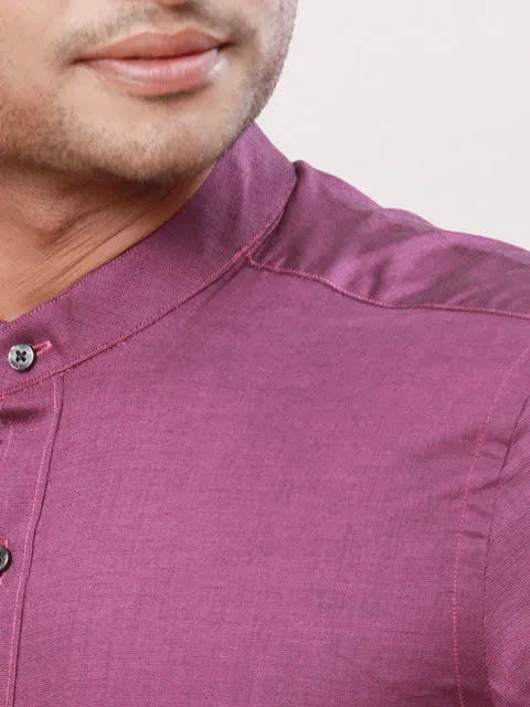 Raymond Men Purple Stripe Contemporary Fit Cotton Formal Shirts