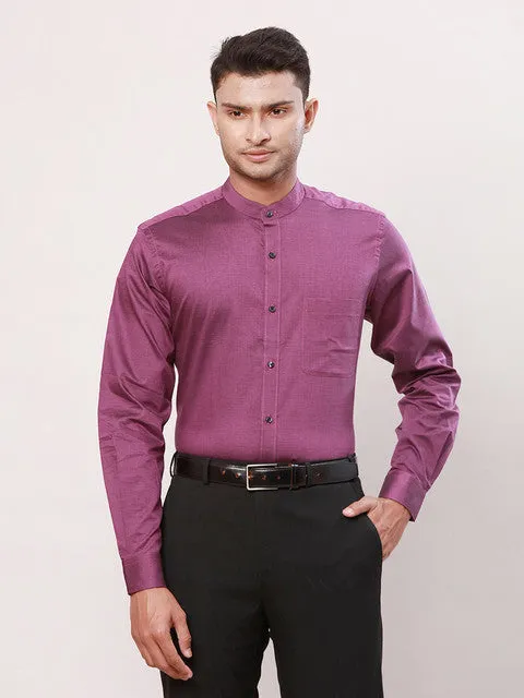 Raymond Men Purple Stripe Contemporary Fit Cotton Formal Shirts
