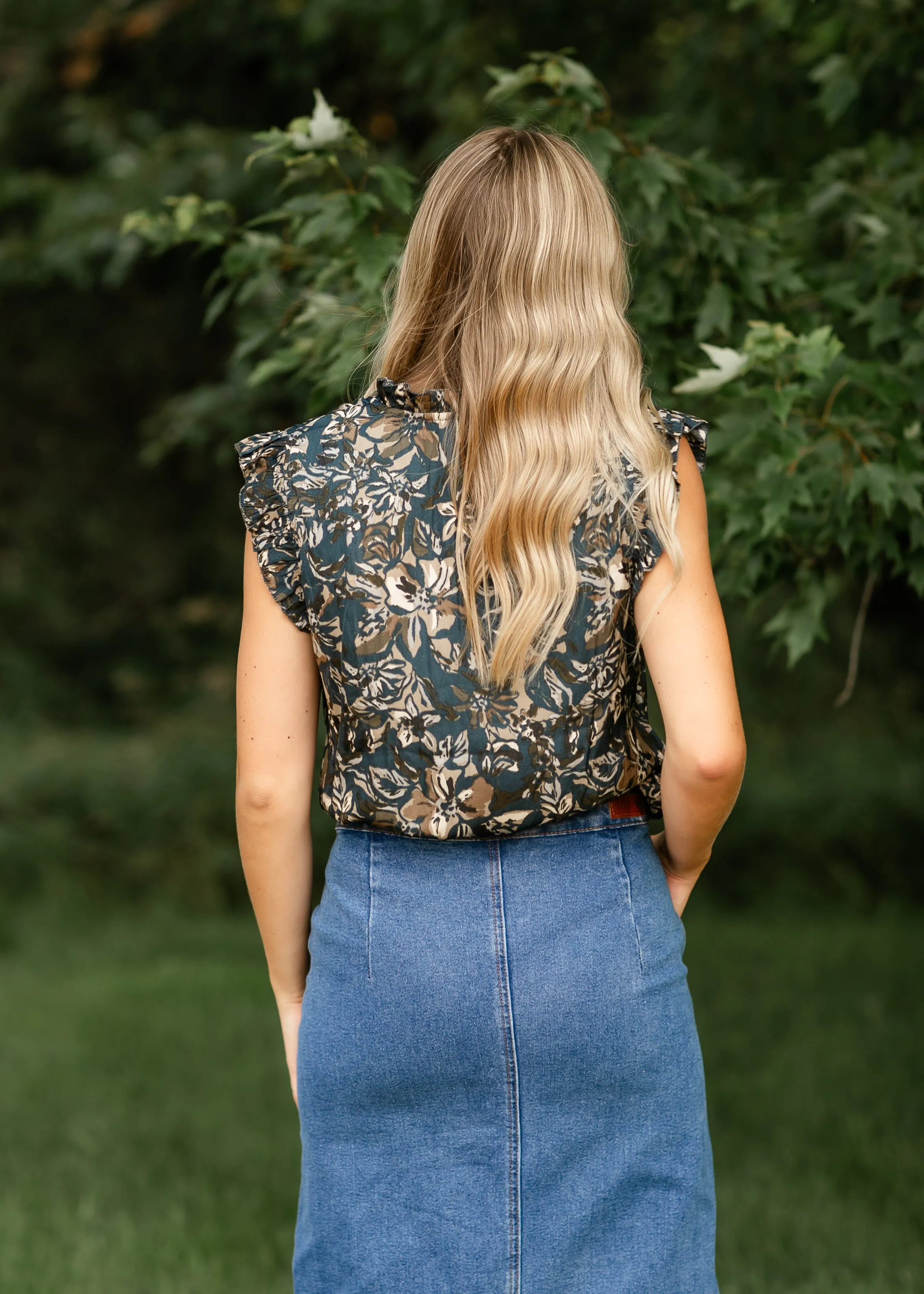 Ruffle Sleeve Floral Printed Blouse - FINAL SALE