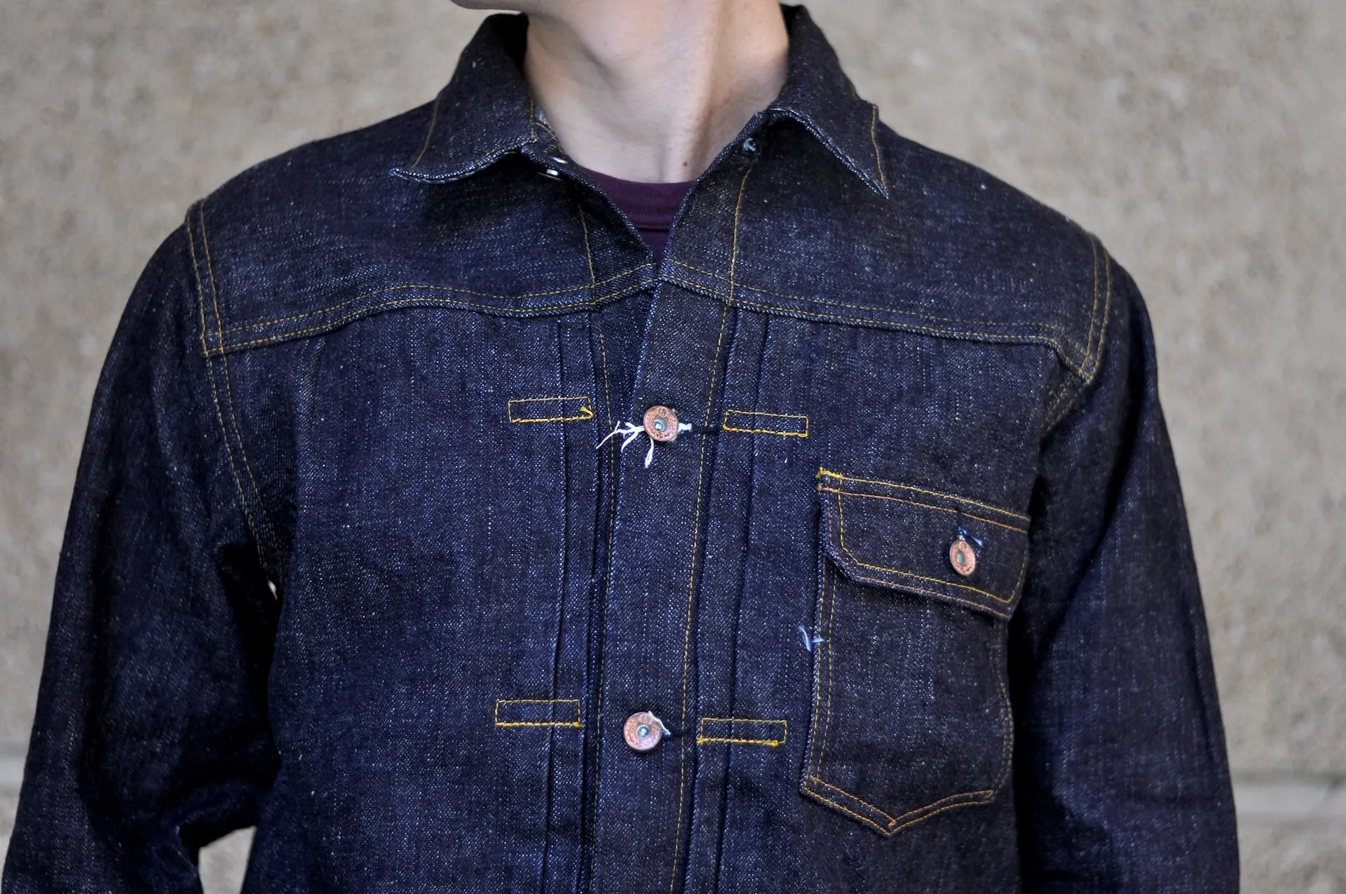 Samurai 17oz Indigo Dyed "Zero " T-Back Type 1 Denim Jacket