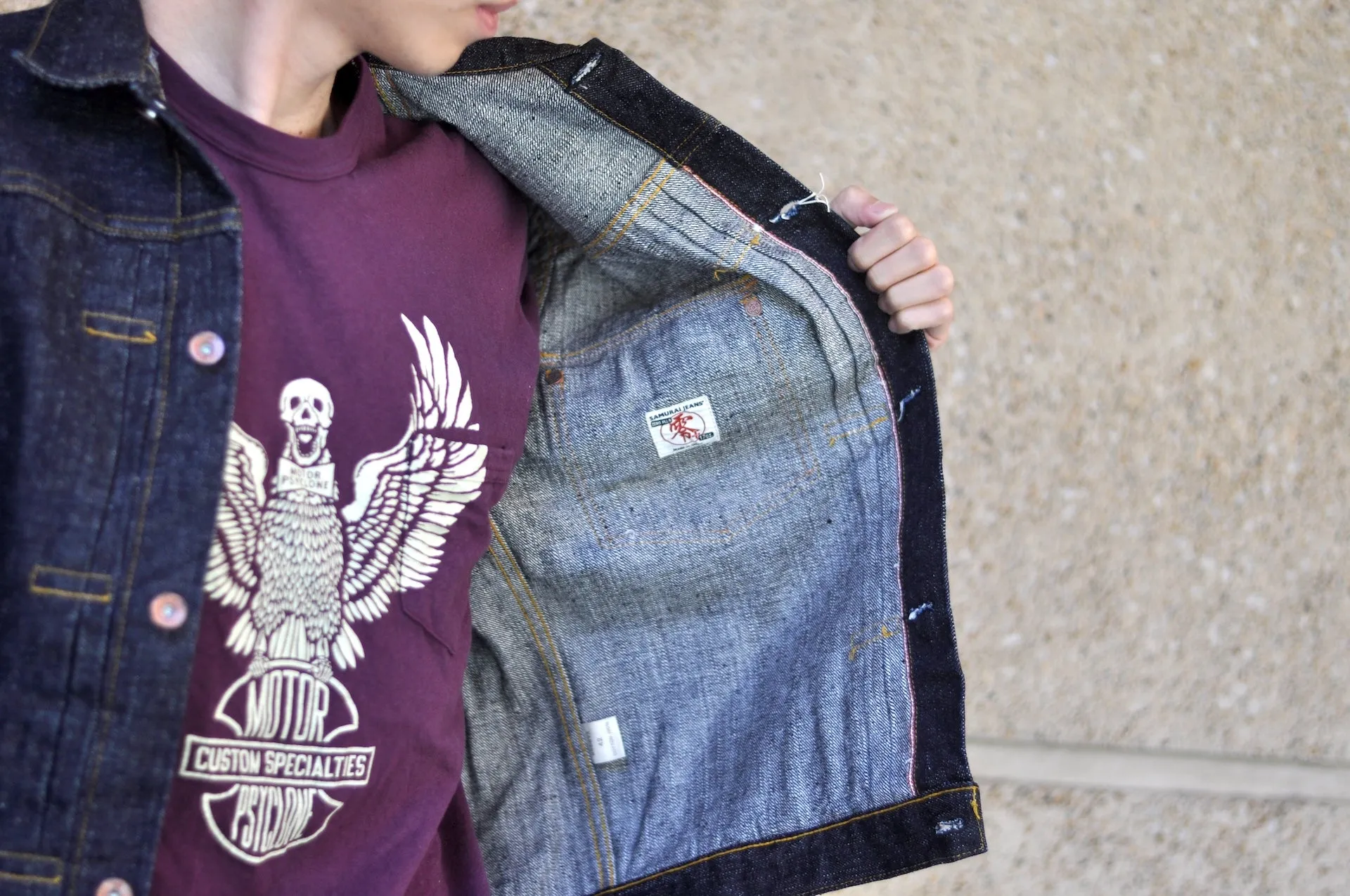 Samurai 17oz Indigo Dyed "Zero " T-Back Type 1 Denim Jacket