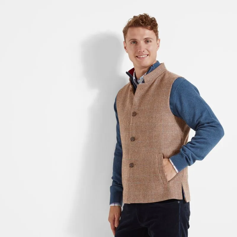 Schoffel Berwick Nehru Mens Tweed Waistcoat - Hawick Tweed