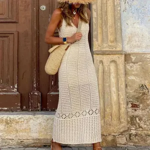 Shaira - Chic Knitted Sleeveless Maxi Dress