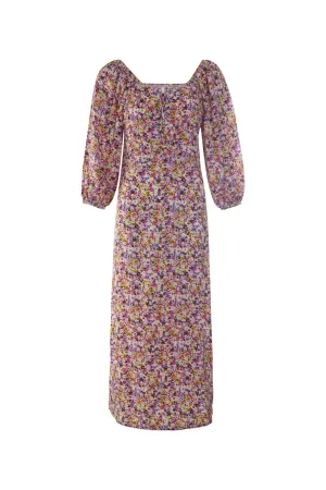 Shirred back ptd Viscose Maxi Dress | Pink Multi Ditsy | 3358AR