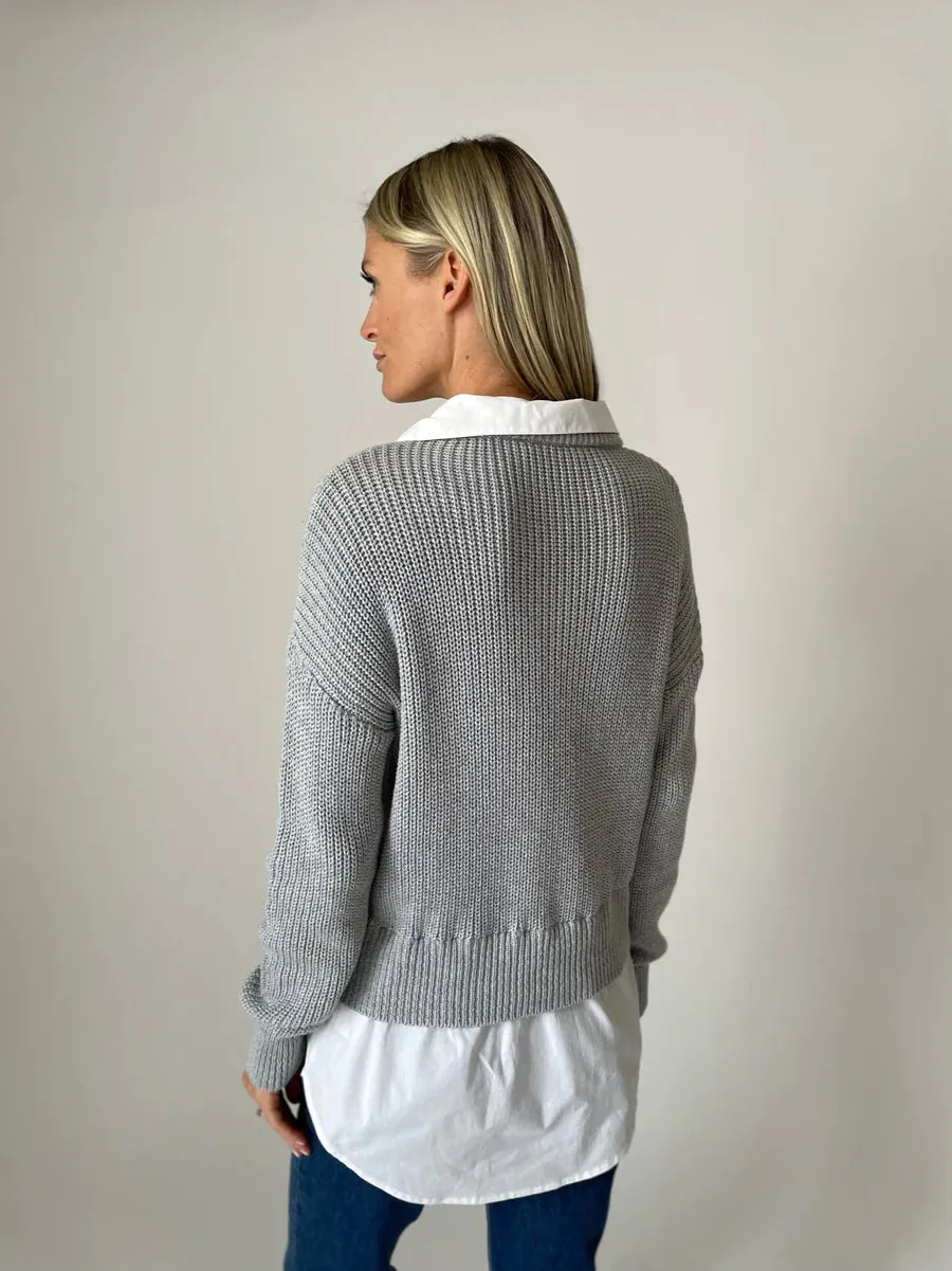 Six Fifty Eleanor mixed media top - Black or Grey