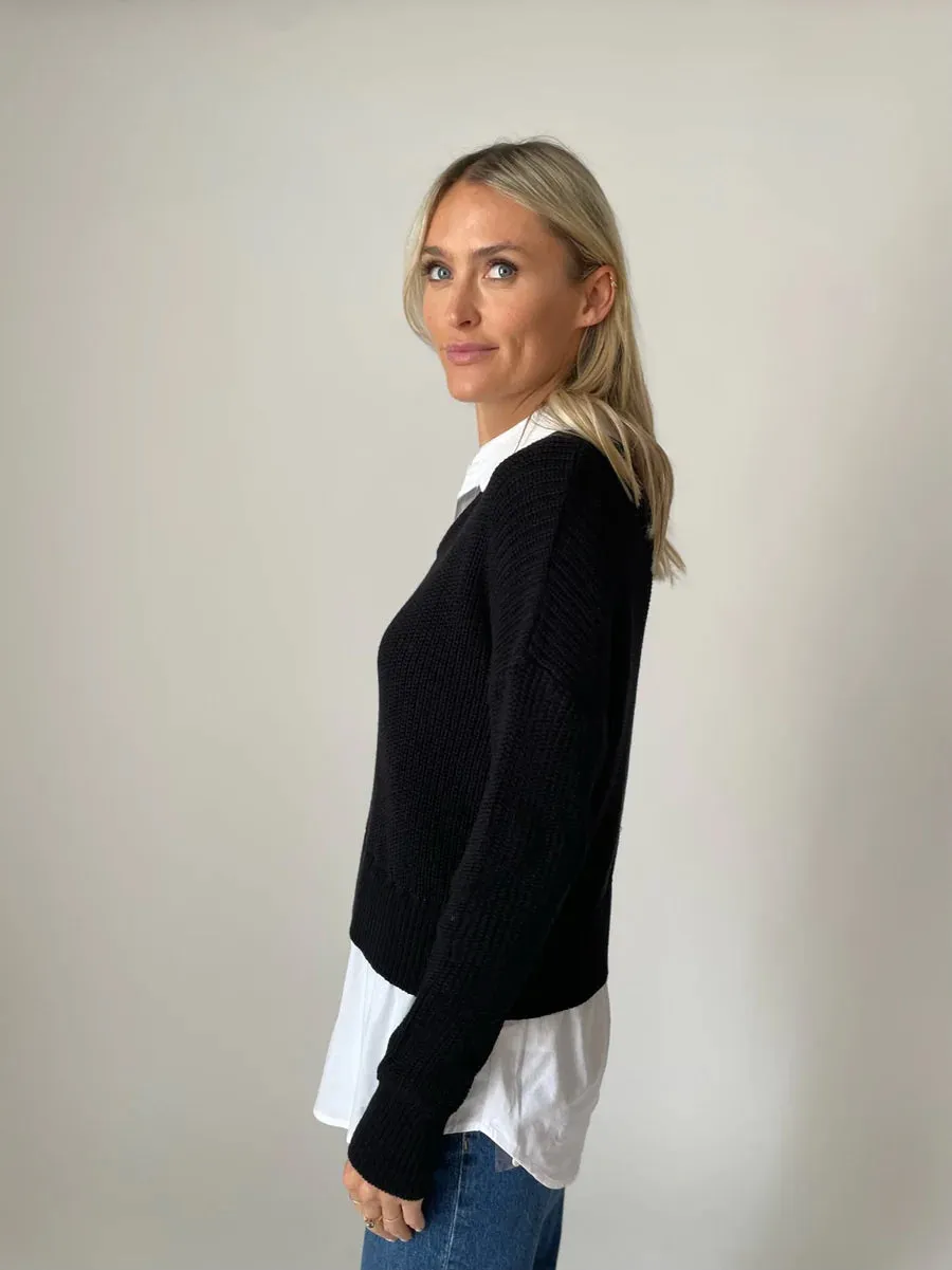 Six Fifty Eleanor mixed media top - Black or Grey