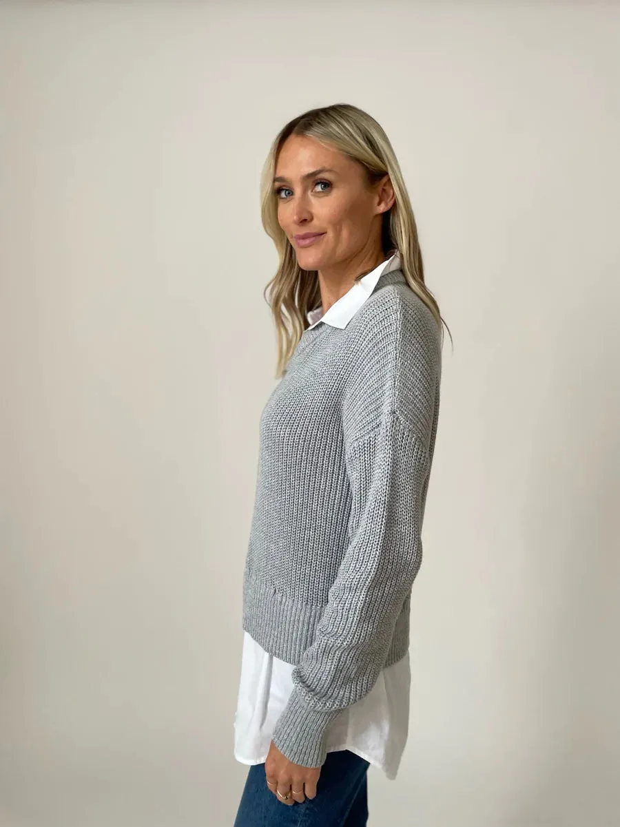 Six Fifty Eleanor mixed media top - Black or Grey
