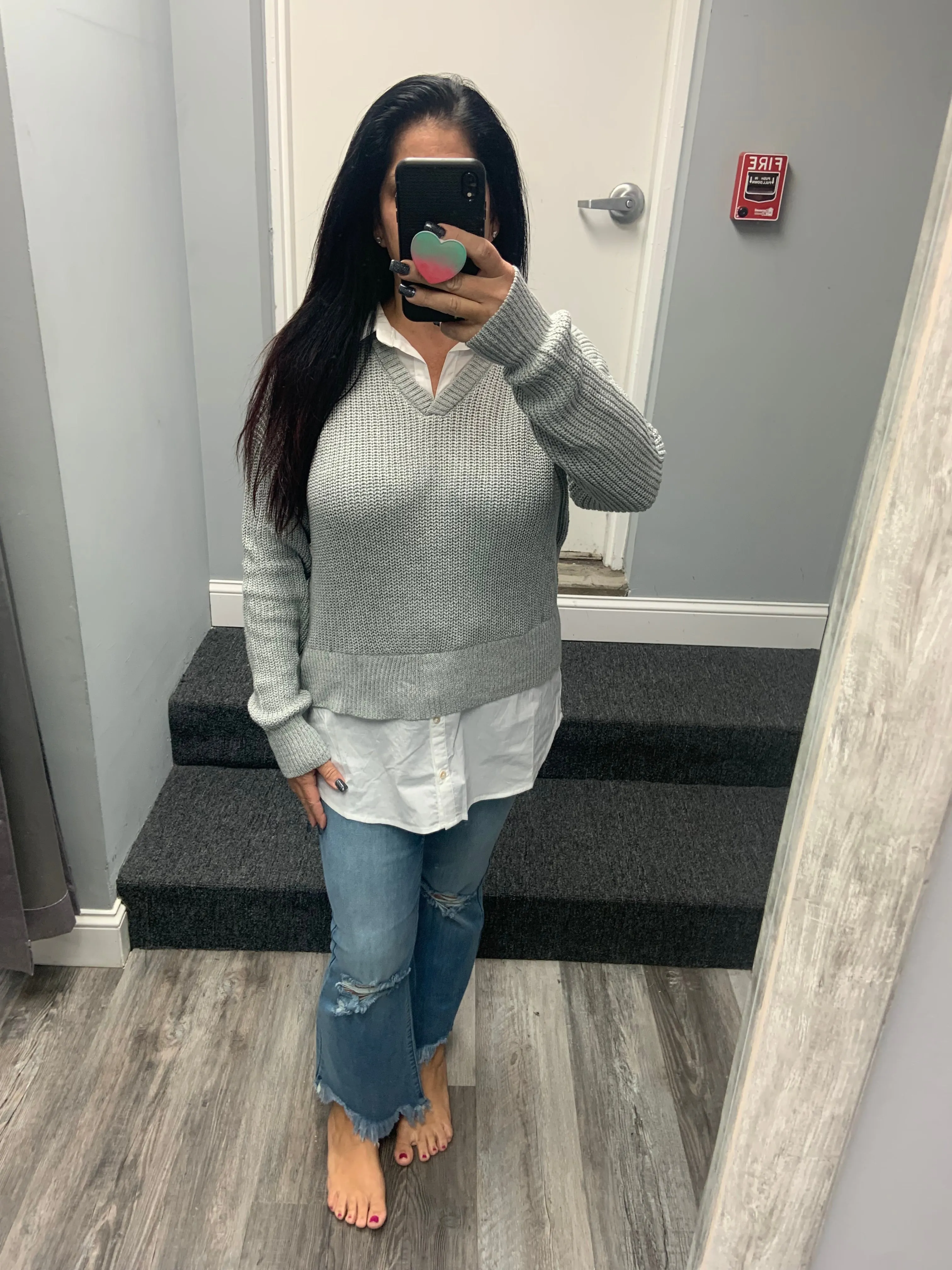 Six Fifty Eleanor mixed media top - Black or Grey