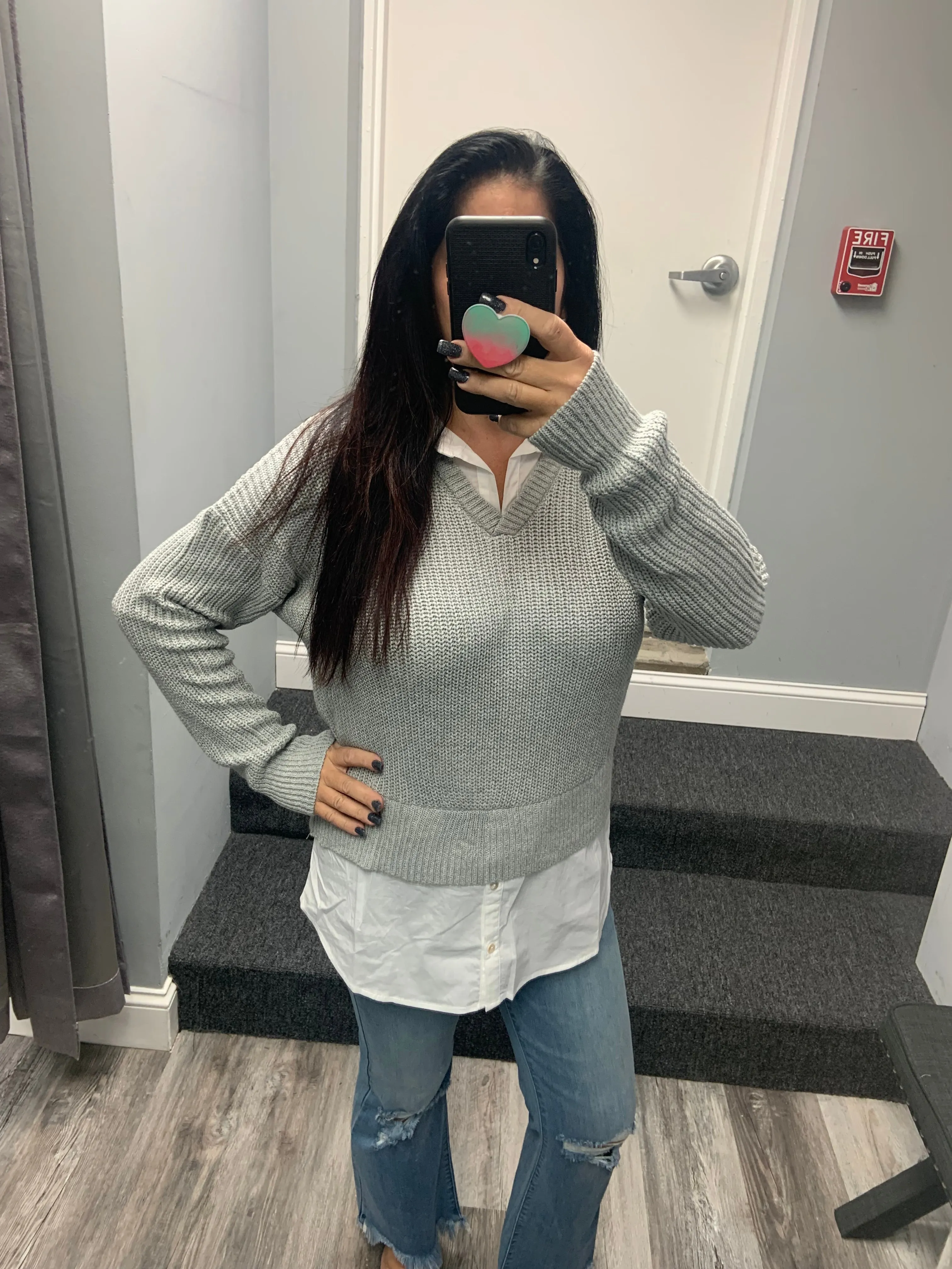 Six Fifty Eleanor mixed media top - Black or Grey
