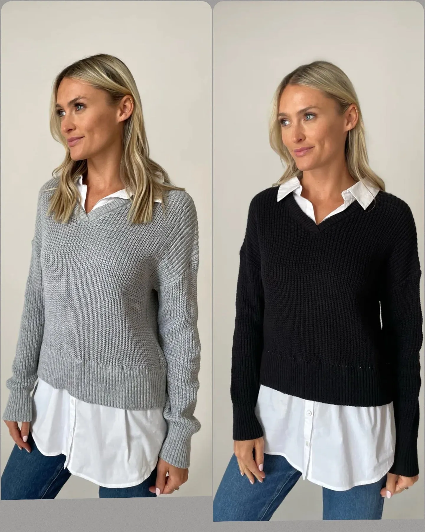 Six Fifty Eleanor mixed media top - Black or Grey