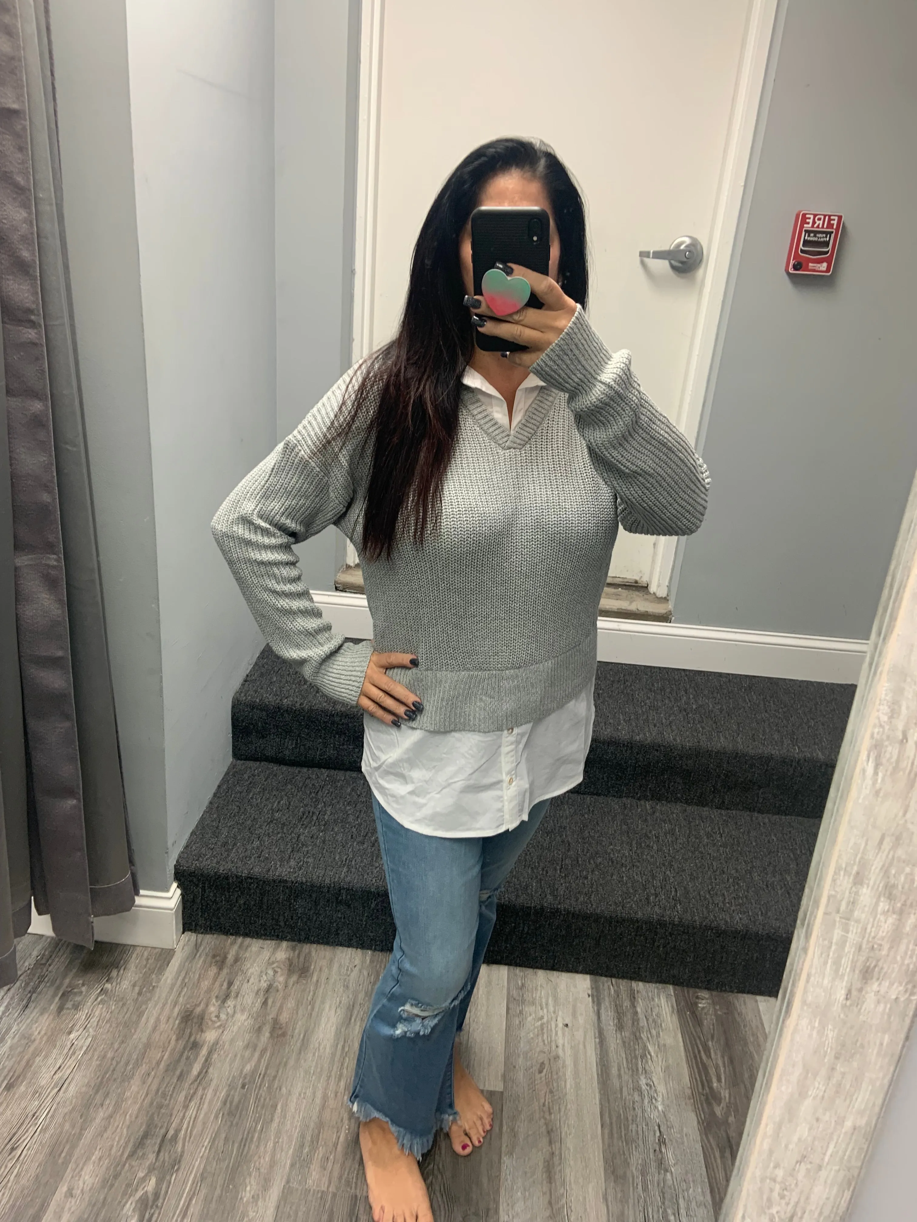 Six Fifty Eleanor mixed media top - Black or Grey