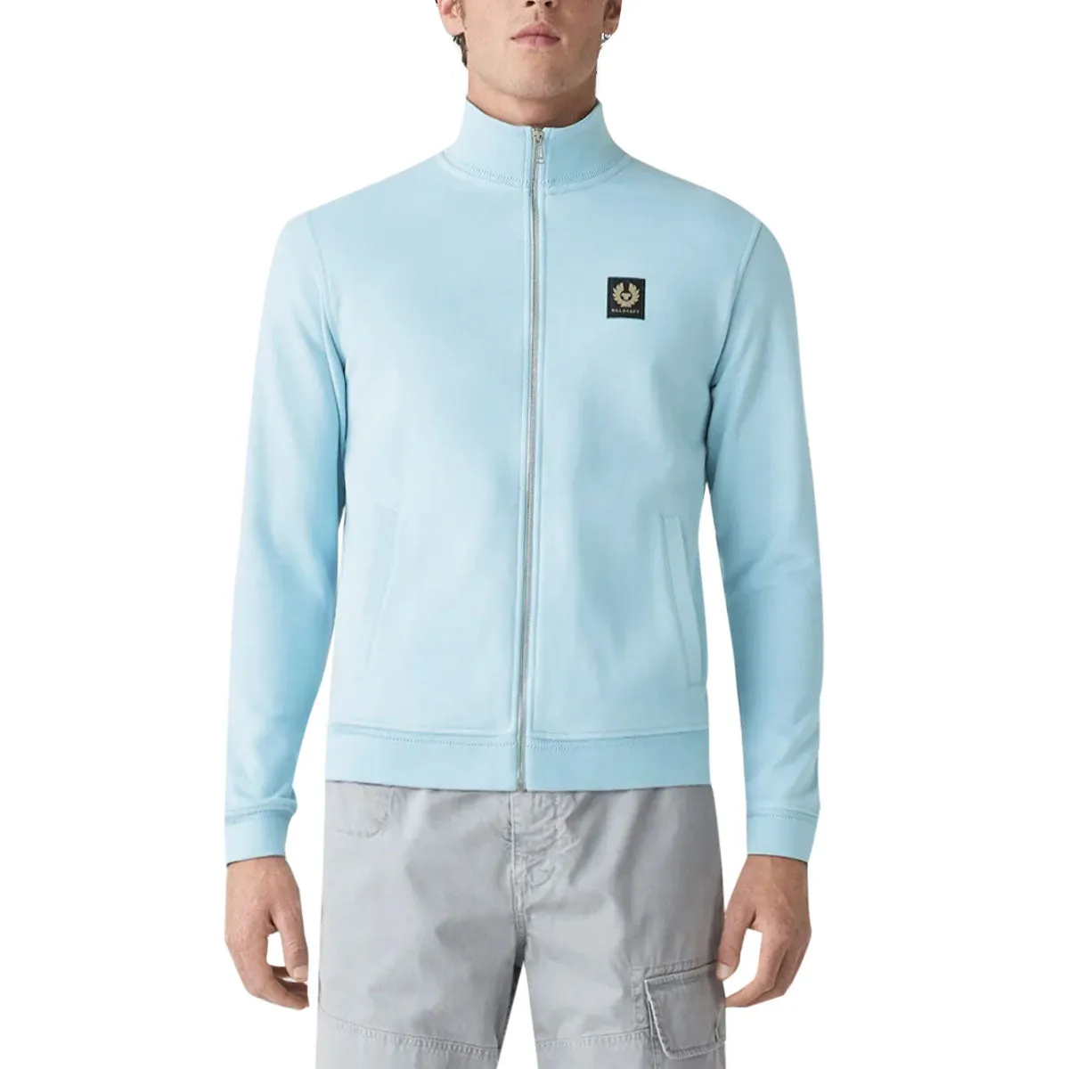 Skyline Blue Cotton Fleece Zip Sweater