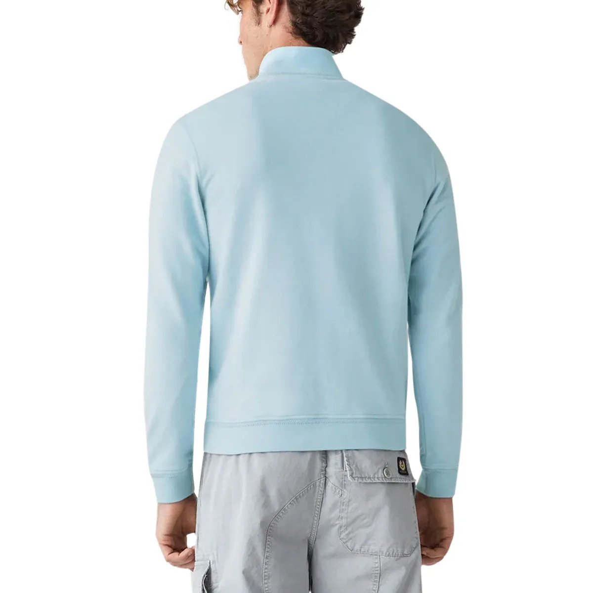 Skyline Blue Cotton Fleece Zip Sweater