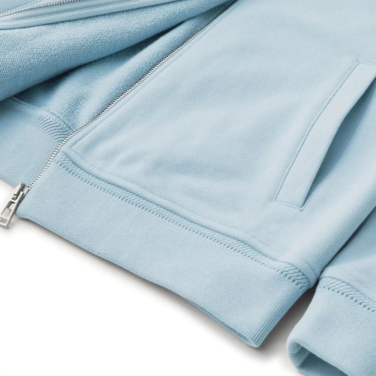 Skyline Blue Cotton Fleece Zip Sweater