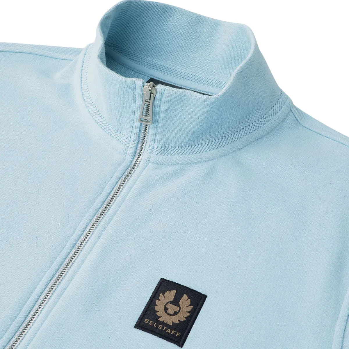 Skyline Blue Cotton Fleece Zip Sweater