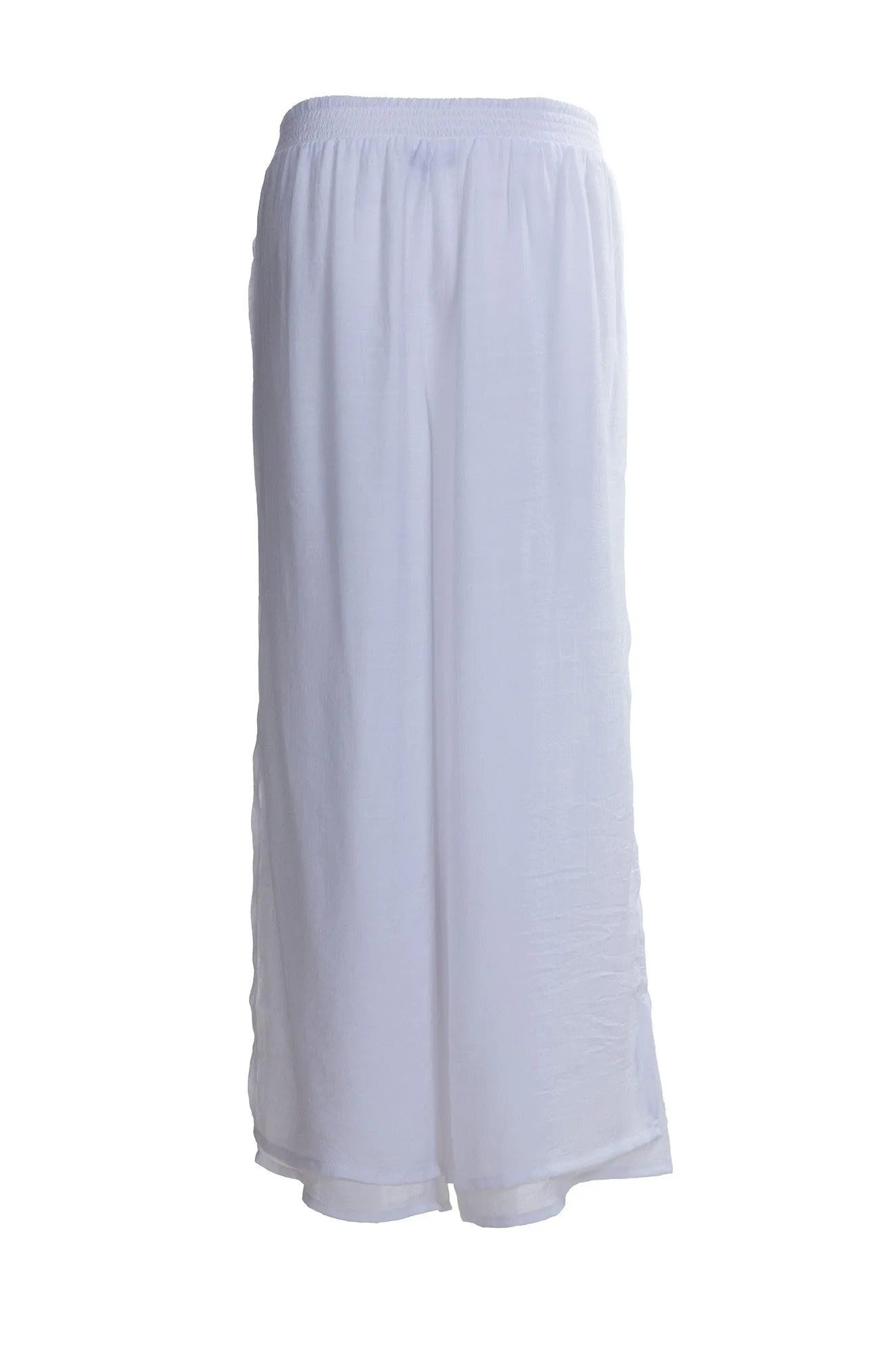 Soft Crosshatch Wide leg Pants | WHITE | 8839A1