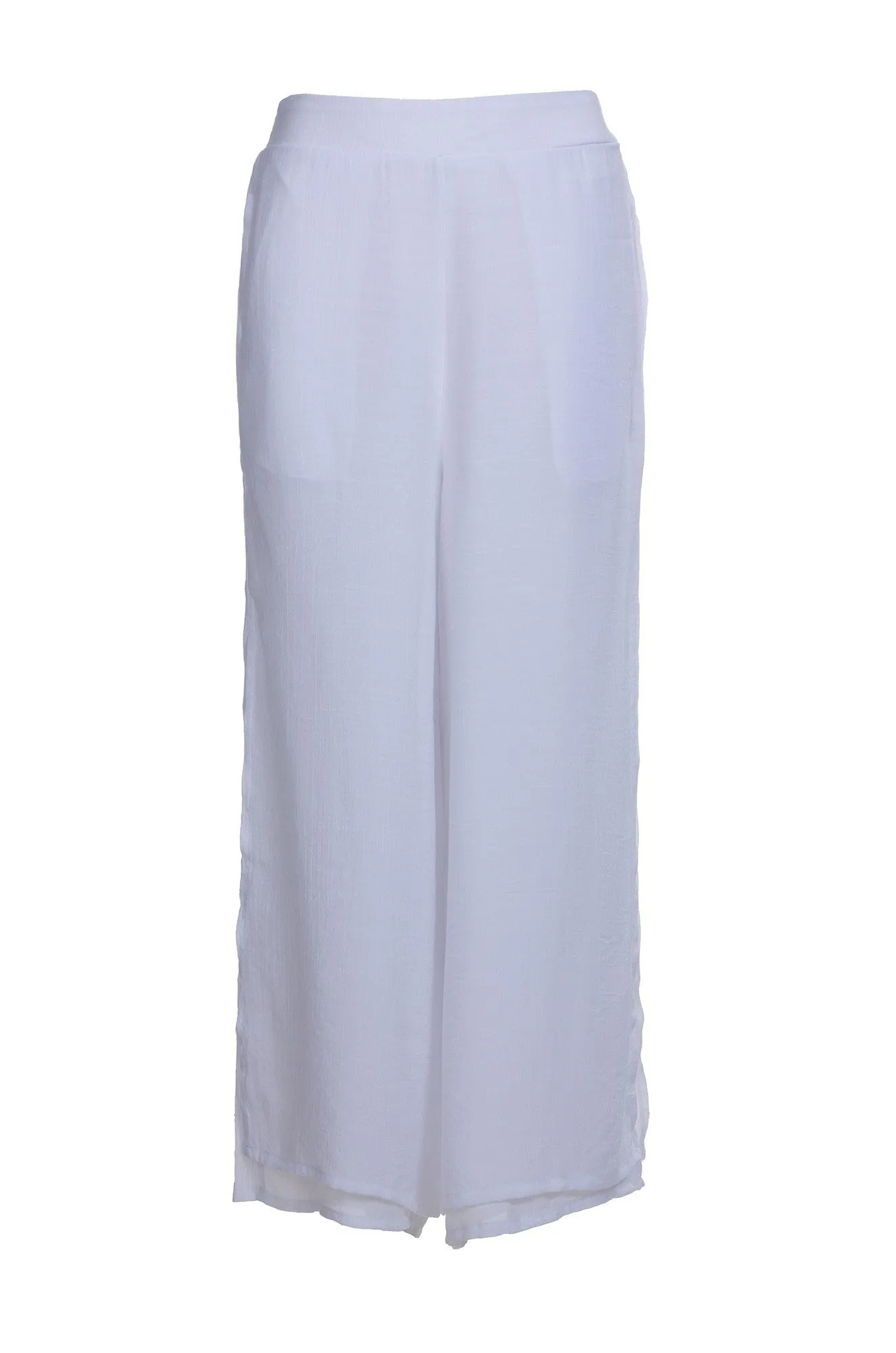 Soft Crosshatch Wide leg Pants | WHITE | 8839A1