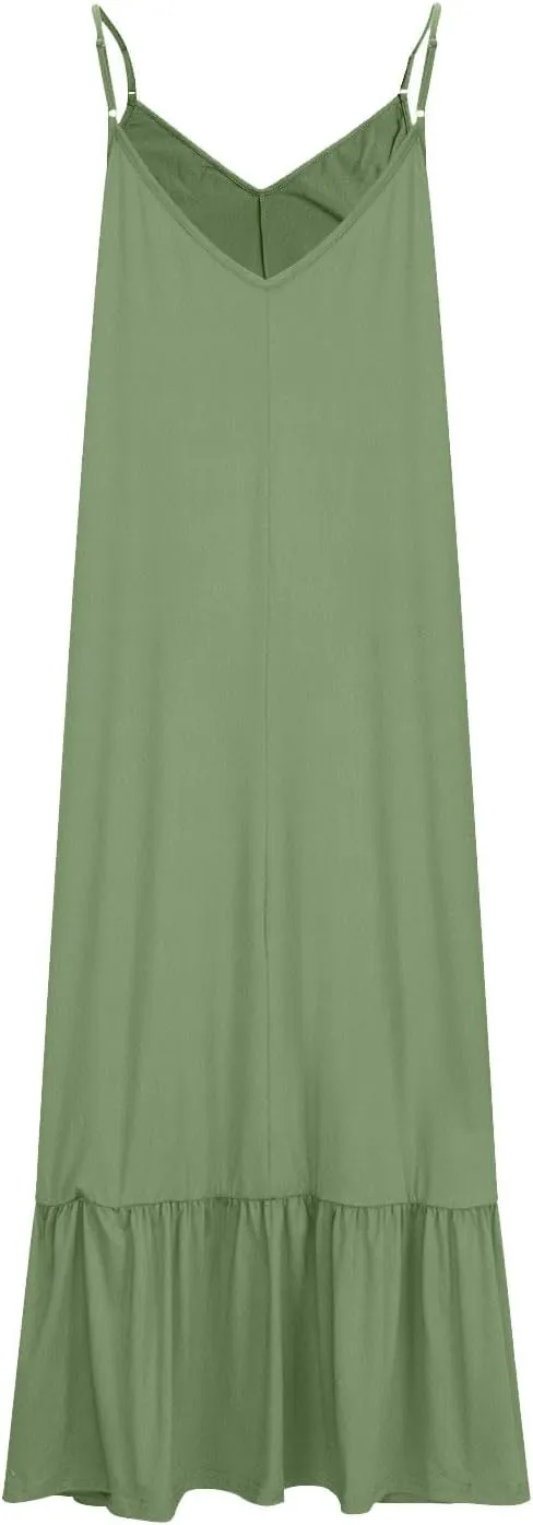 Summer Dresses for Women 2024 Trendy Halter, Sleeveless Casual V Neck Ruffle Dresses, Lightweight Floral Boho Dress