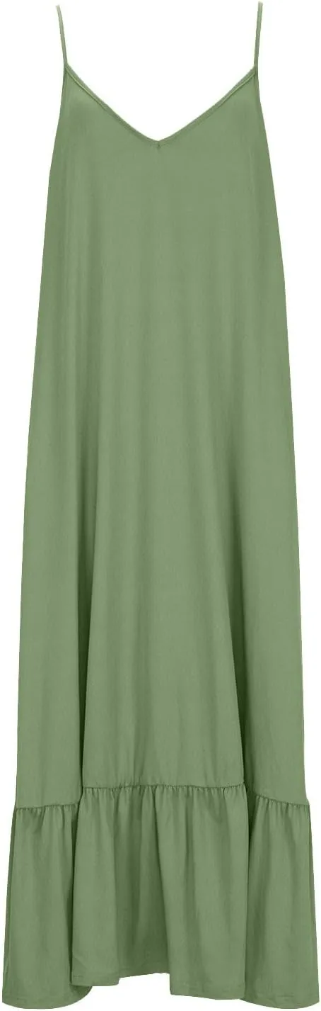 Summer Dresses for Women 2024 Trendy Halter, Sleeveless Casual V Neck Ruffle Dresses, Lightweight Floral Boho Dress