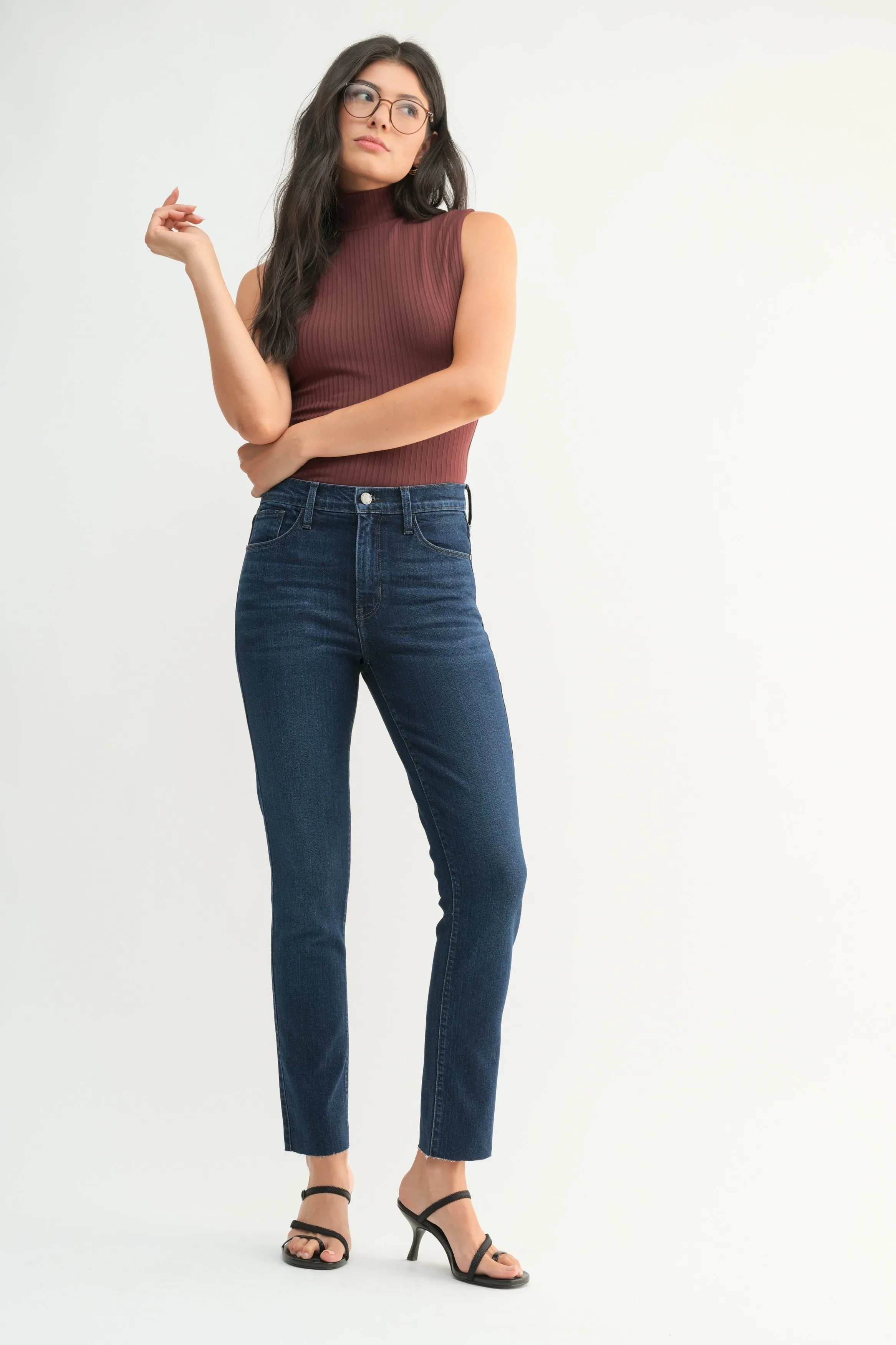 SUPER SOFT SLIM STRAIGHT JEANS - DARK DENIM