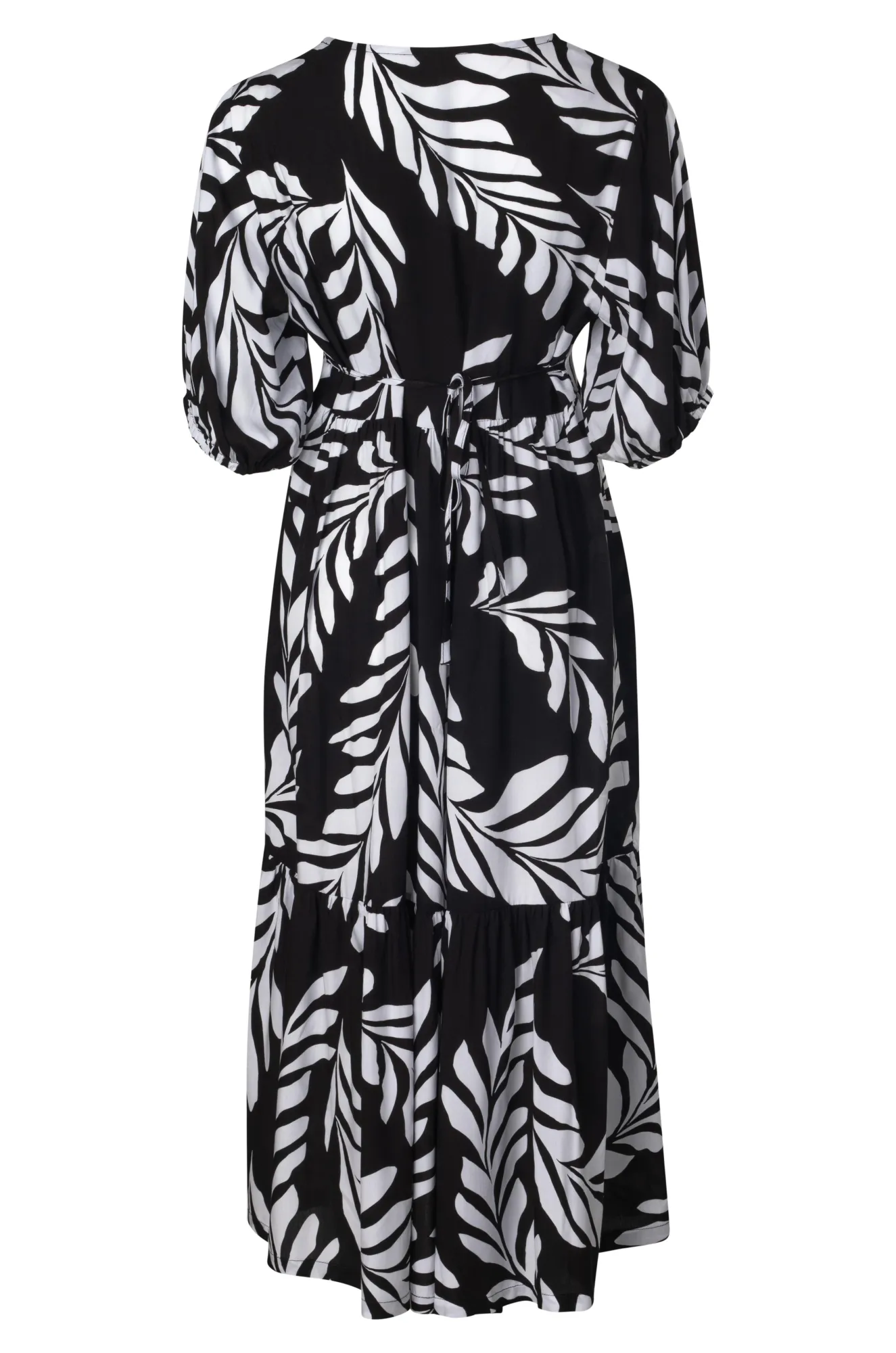 Tiered Midi Dress | Black Ivory Fern | 3348A1