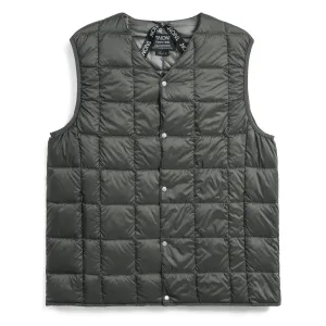 V Neck Down Vest Dark Grey